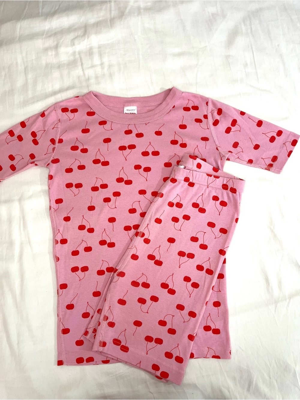Hanna Andersson Pink Cherry Print Organic Cotton Shortie Pajamas Girls 12